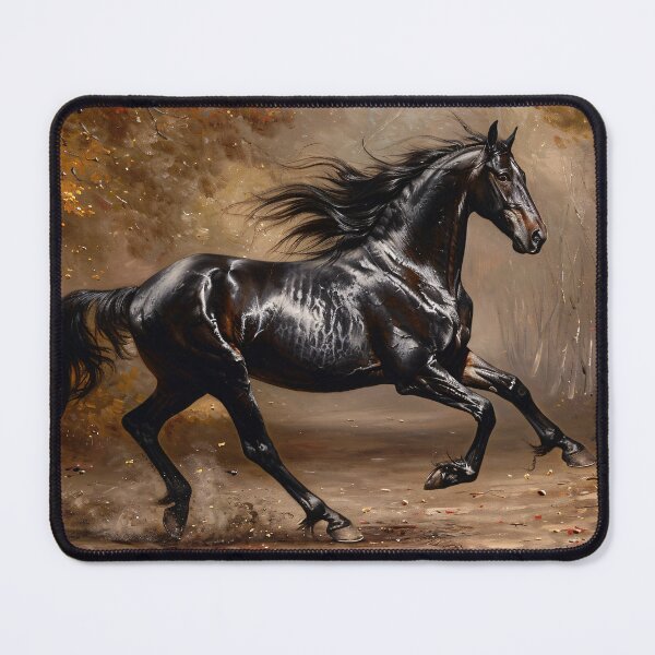 Item preview, Black Horse Galloping Through Autumn Forest designed and sold by cikedo.