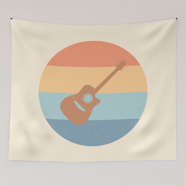 Item preview, Acoustic Guitar Icon Worn Pastel Retro Design designed and sold by kakarikihill.
