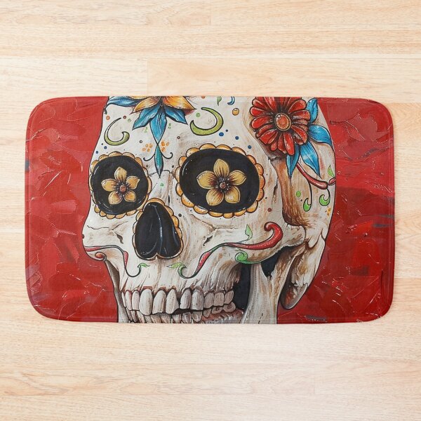 Item preview, Day of the Dead Skull Painting Red and Grey 1 designed and sold by AstroRisq.