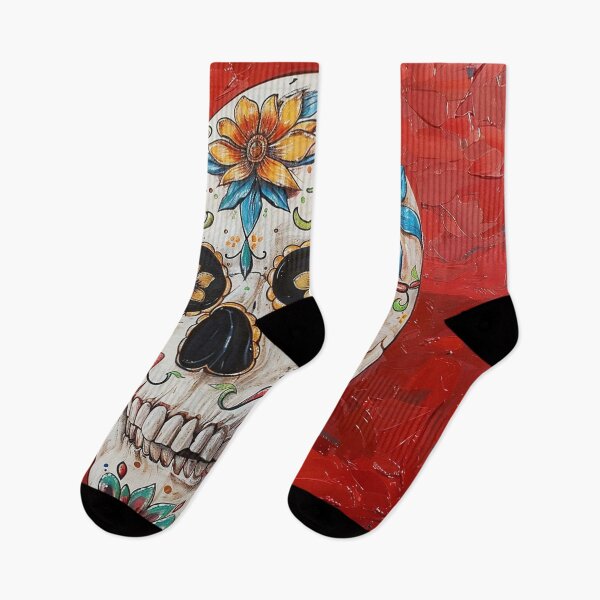 Item preview, Day of the Dead Skull Painting Red and Grey 1 designed and sold by AstroRisq.