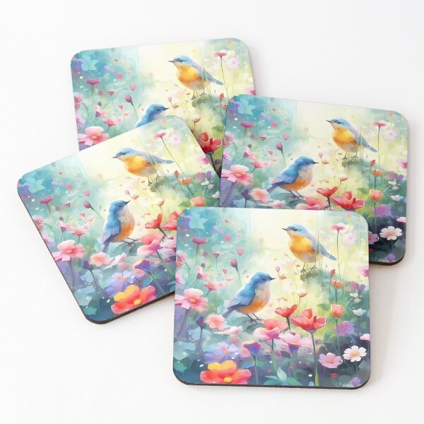 Item preview, Two birds sitting on a flowery field designed and sold by thirumalaisam.