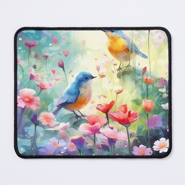 Item preview, Two birds sitting on a flowery field designed and sold by thirumalaisam.