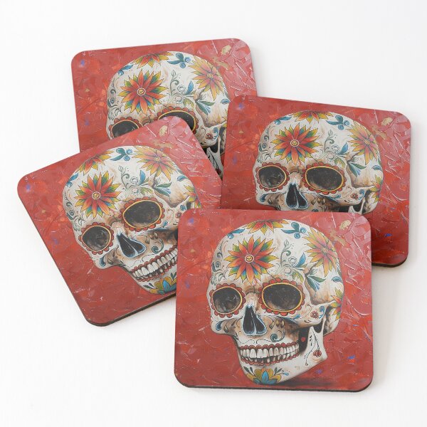 Item preview, Day of the Dead Skull Painting Red and Grey 3 designed and sold by AstroRisq.