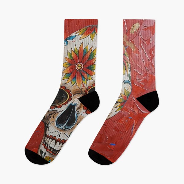 Item preview, Day of the Dead Skull Painting Red and Grey 3 designed and sold by AstroRisq.