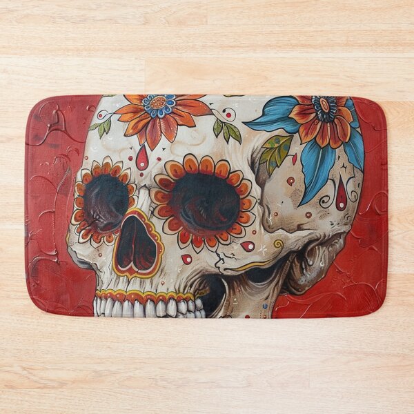 Item preview, Day of the Dead Skull Painting Red and Grey 4 designed and sold by AstroRisq.