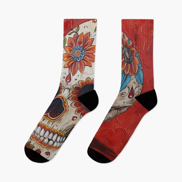 Item preview, Day of the Dead Skull Painting Red and Grey 4 designed and sold by AstroRisq.