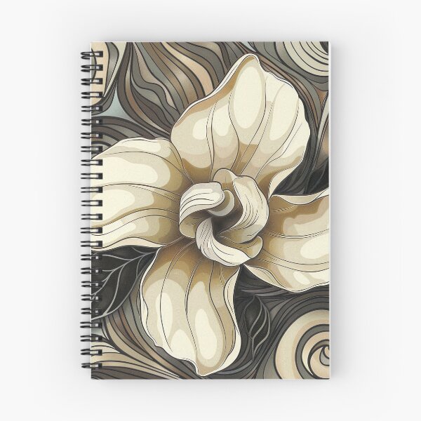Item preview, Earthtone tattoo style gardenia flower designed and sold by dcrc.