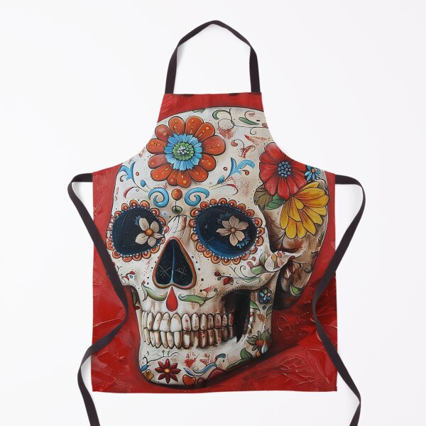 Item preview, Day of the Dead Skull Painting Red and Grey 5 designed and sold by AstroRisq.