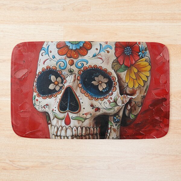 Item preview, Day of the Dead Skull Painting Red and Grey 5 designed and sold by AstroRisq.