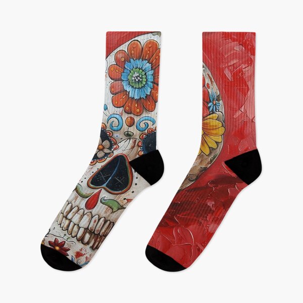 Item preview, Day of the Dead Skull Painting Red and Grey 5 designed and sold by AstroRisq.