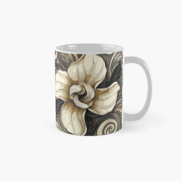 Item preview, earthtone tattoo style gardenia flower designed and sold by dcrc.