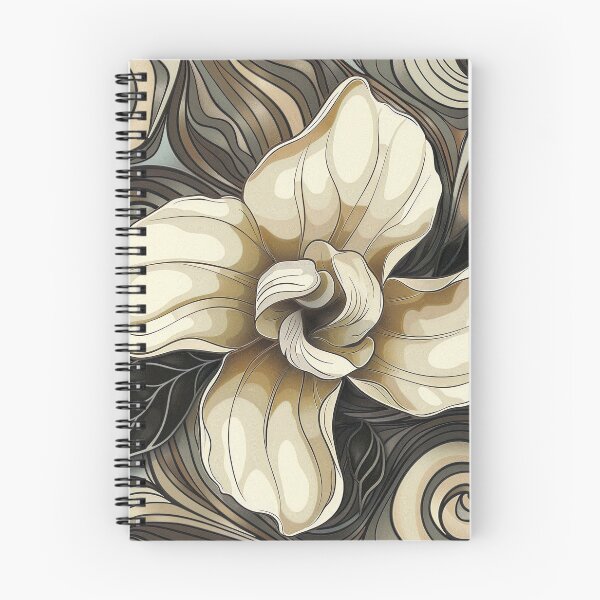 Item preview, earthtone tattoo style gardenia flower designed and sold by dcrc.