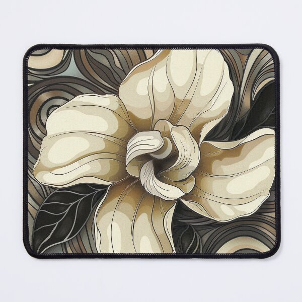 Item preview, earthtone tattoo style gardenia flower designed and sold by dcrc.