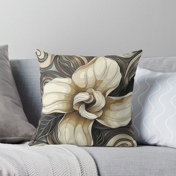 Item preview, earthtone tattoo style gardenia flower designed and sold by dcrc.