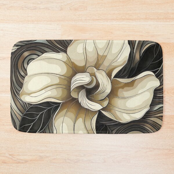 Item preview, earthtone tattoo style gardenia flower designed and sold by dcrc.