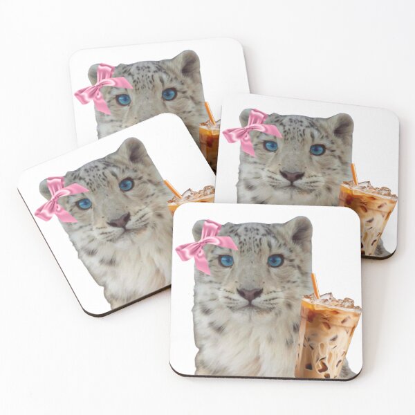 Item preview, Snow leopard with iced coffee  designed and sold by SillyLittleSnek.