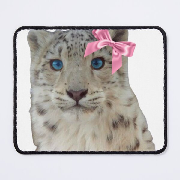 Item preview, Coquette snow leopard wearing pink bow designed and sold by SillyLittleSnek.