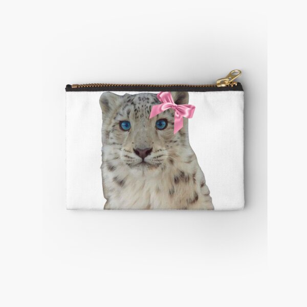 Item preview, Coquette snow leopard wearing pink bow  designed and sold by SillyLittleSnek.