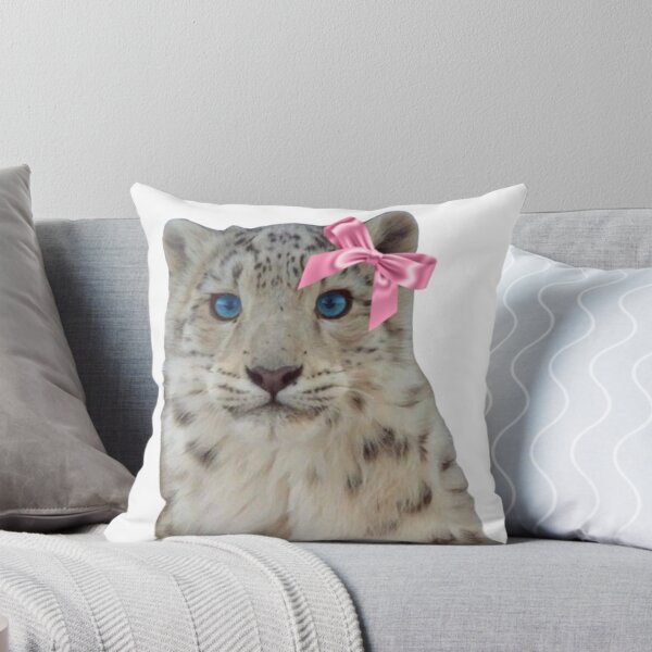 Item preview, Coquette snow leopard wearing pink bow  designed and sold by SillyLittleSnek.