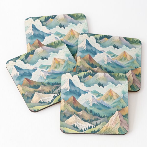 Item preview, Stunning Vintage Watercolor Mountain Pattern - Hand Painted, Seamless, and Majestic Design designed and sold by Zenovation.