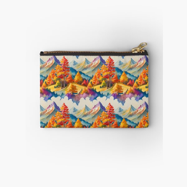 Aperçu de l'œuvre Superbe motif de montagne aquarelle d'automne - Design peint à la main, sans couture et majestueux créée et vendue par Zenovation.