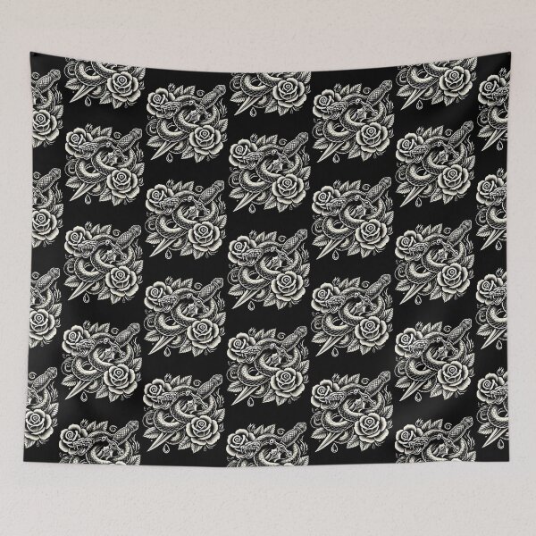Item preview, Snake and Flower Tattoo Art - Bold and Intricate Design designed and sold by Taans-Creation.
