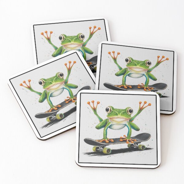 Item preview, Handstanding Skateboard Frog: A Splash of Color and Fun designed and sold by Colorful-Garden.