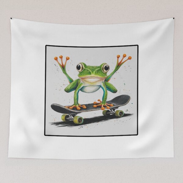 Item preview, Handstanding Skateboard Frog: A Splash of Color and Fun designed and sold by Colorful-Garden.