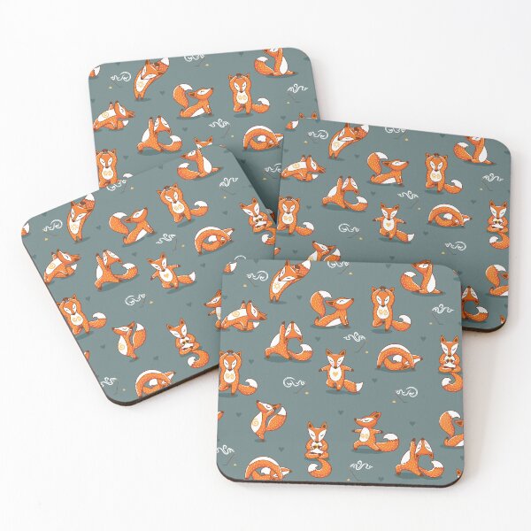 Item preview, cute yoga foxes funny green designed and sold by Gossip Rag.