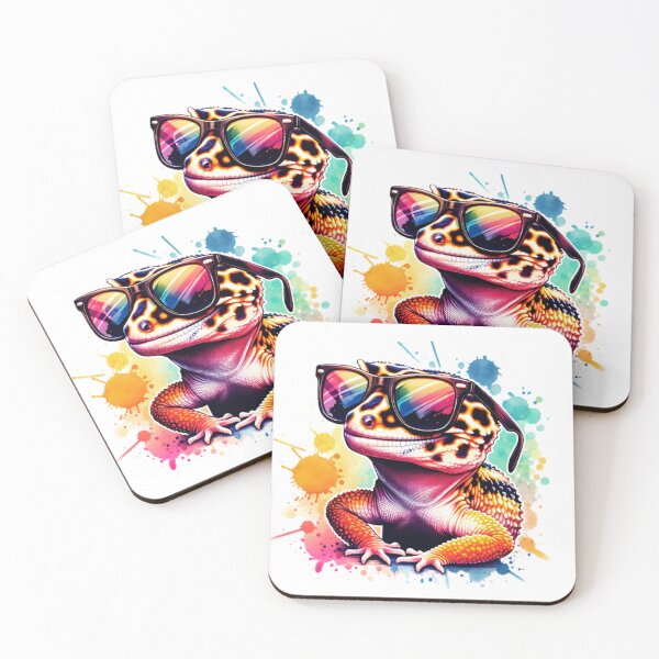 Item preview, Watercolor Leopard Gecko Wearing Sunglasses designed and sold by ChaosReigns91.