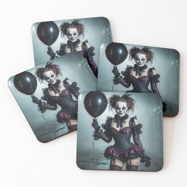 Item preview, Gothic Circus Clown with Black Balloon designed and sold by ArtGotika.