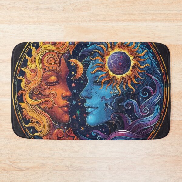 Item preview, Psychedelic high contrast art illustration of sun and moon designed and sold by dcrc.
