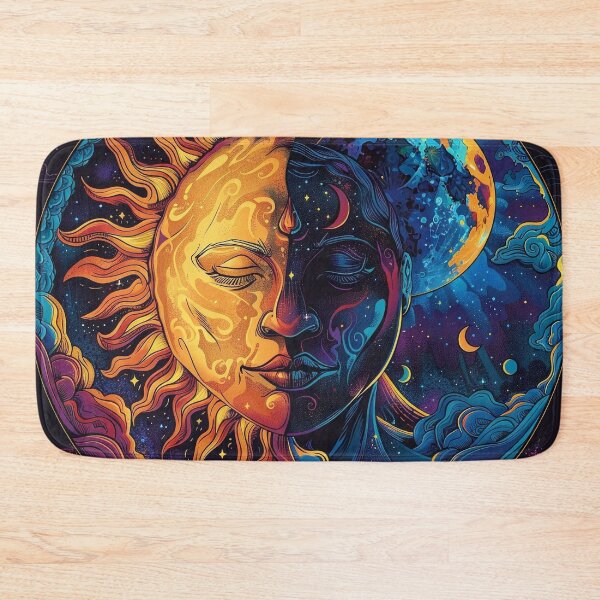 Item preview, Psychedelic high contrast art illustration of sun and moon designed and sold by dcrc.