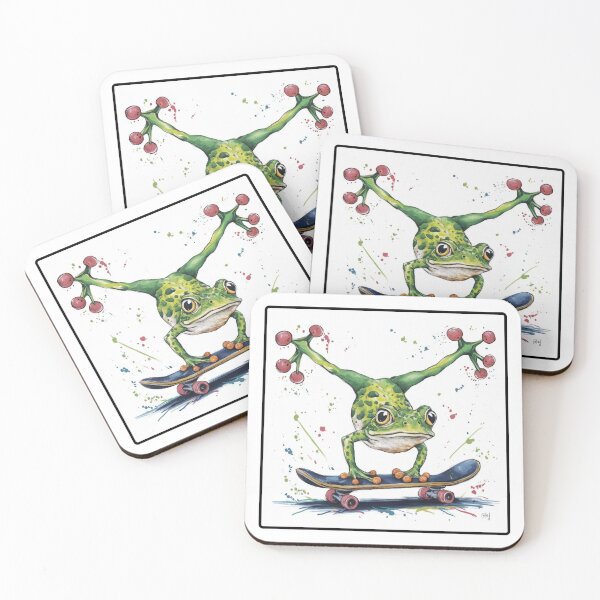 Item preview, Handstanding Skateboard Frog: A Splash of Color and Fun designed and sold by Colorful-Garden.