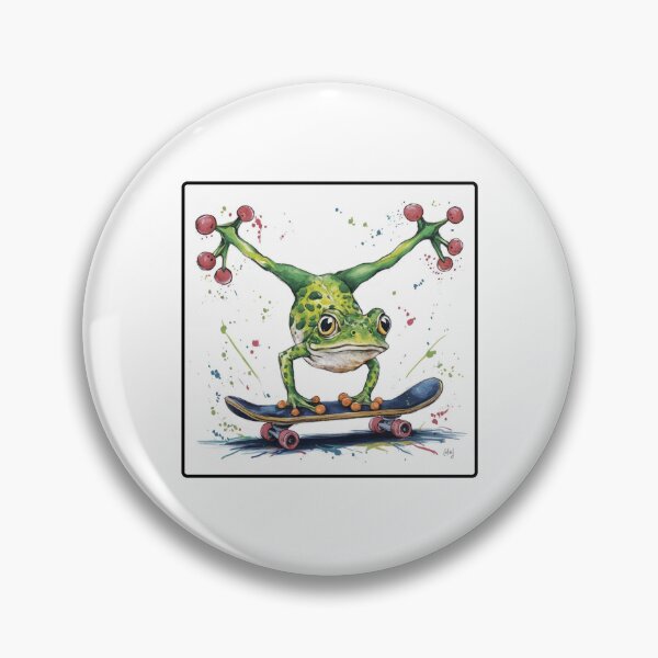 Item preview, Handstanding Skateboard Frog: A Splash of Color and Fun designed and sold by Colorful-Garden.