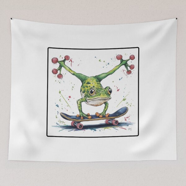 Item preview, Handstanding Skateboard Frog: A Splash of Color and Fun designed and sold by Colorful-Garden.