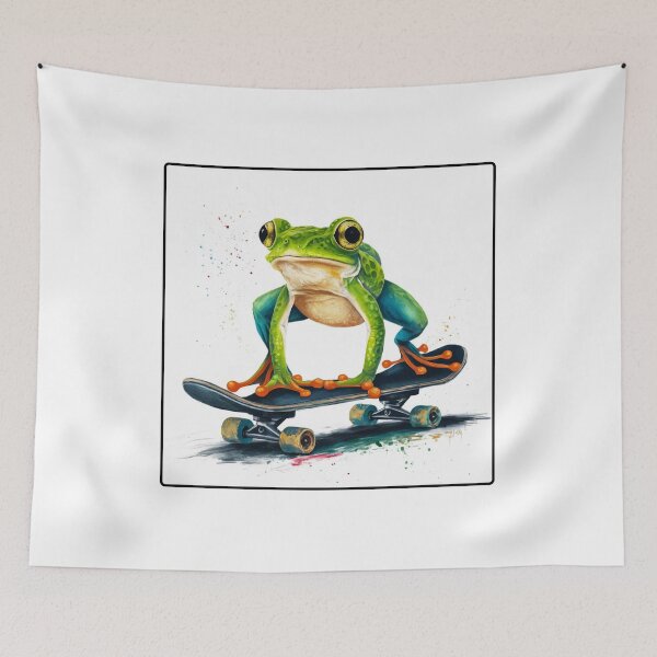 Item preview, Handstanding Skateboard Frog: A Splash of Color and Fun designed and sold by Colorful-Garden.
