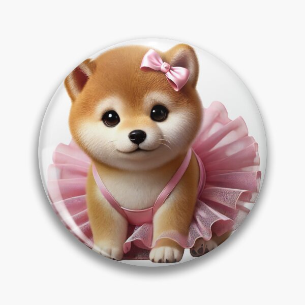Item preview, Snuggly Shiba furball prancing in a pastel pink tutu designed and sold by toypoodlemom.