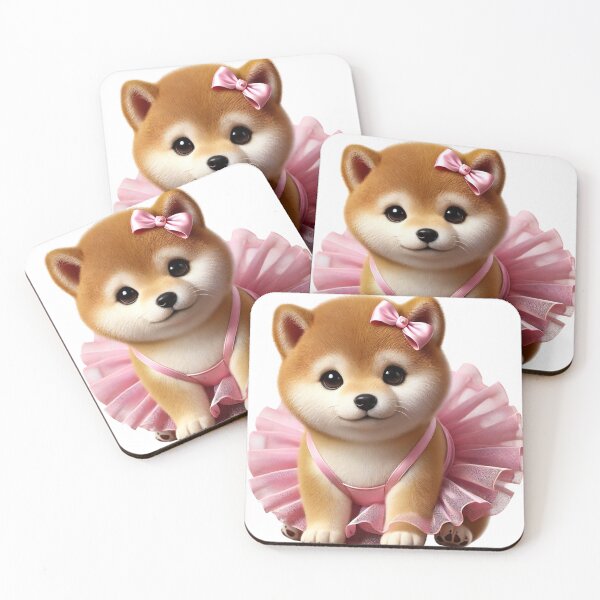 Item preview, Snuggly Shiba furball prancing in a pastel pink tutu designed and sold by toypoodlemom.