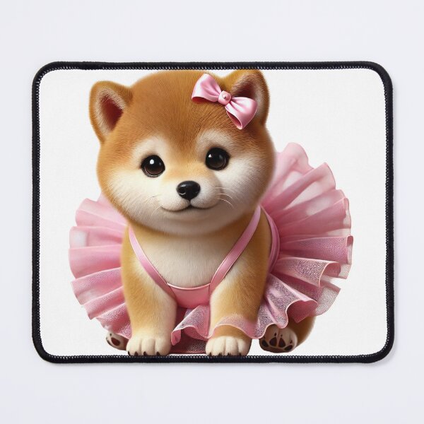 Item preview, Snuggly Shiba furball prancing in a pastel pink tutu designed and sold by toypoodlemom.