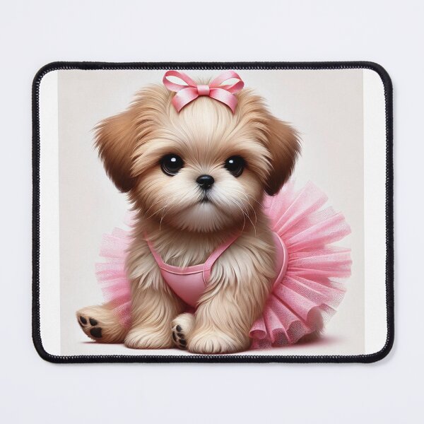 Item preview, Tiny ball of Shih Tzu fluff posing in a sparkling pink tutu designed and sold by toypoodlemom.