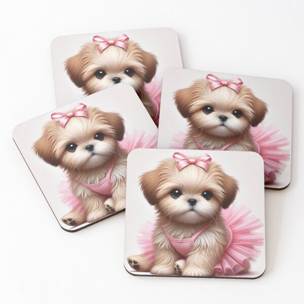 Item preview, Tiny ball of Shih Tzu fluff posing in a sparkling pink tutu designed and sold by toypoodlemom.