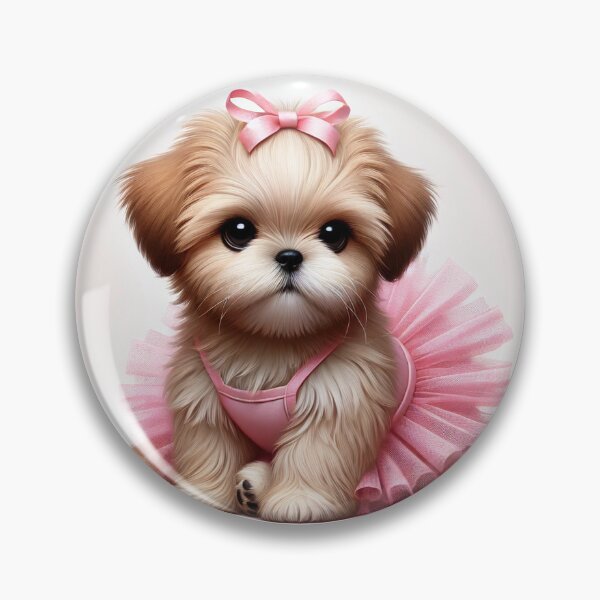 Item preview, Tiny ball of Shih Tzu fluff posing in a sparkling pink tutu designed and sold by toypoodlemom.