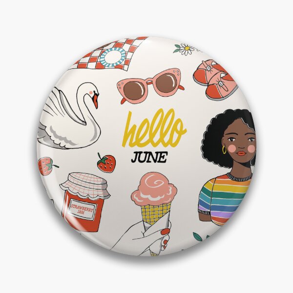 Item preview, Hello June Summer Vibes Strawberry Jam Pride Month Calendar Illustration designed and sold by THE PRINTED SQUARE STUDIO.