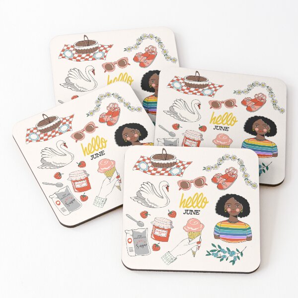 Item preview, Hello June Summer Vibes Strawberry Jam Pride Month Calendar Illustration designed and sold by THE PRINTED SQUARE STUDIO.