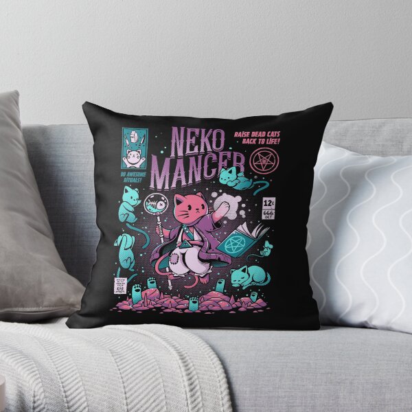 Nekomancer Throw Pillow