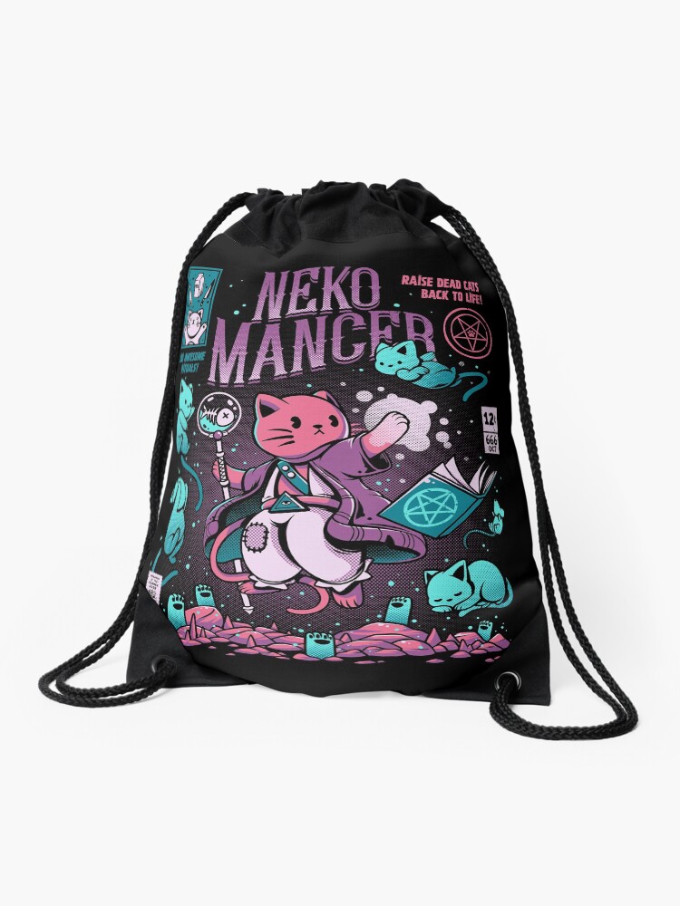 Thumbnail 1 of 3, Drawstring Bag, Nekomancer designed and sold by Ilustrata Design.