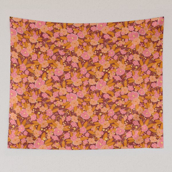 Item preview, Small bouquet, Orange and pink on burgundy background designed and sold by Alex  Blud.