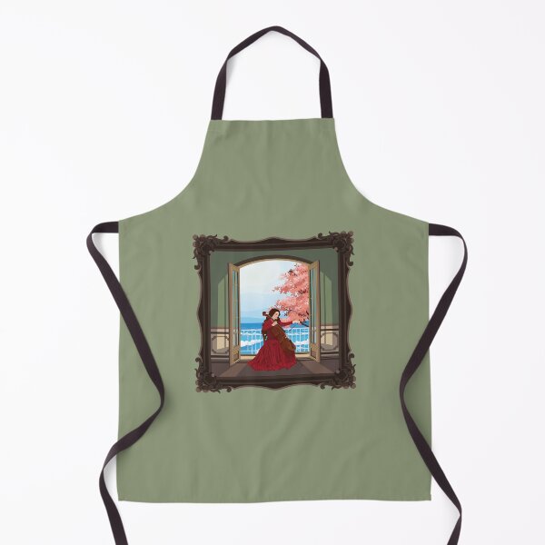 Item preview, A woman in red plays the cello opposite the balcony view designed and sold by Art-of-Rory.