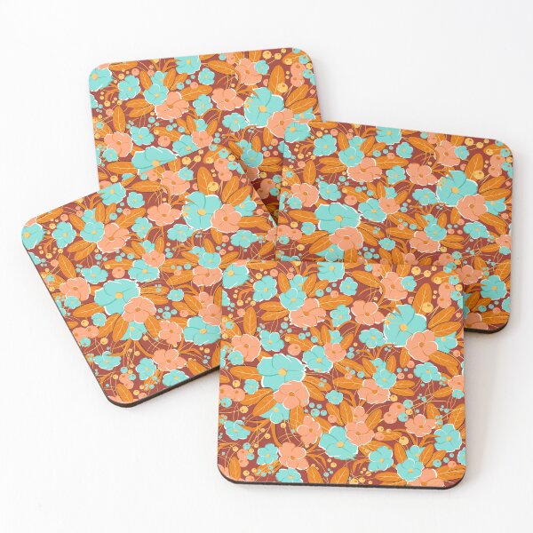 Item preview, Small bouquet, Orange and turquoise on a brown background designed and sold by Alex  Blud.